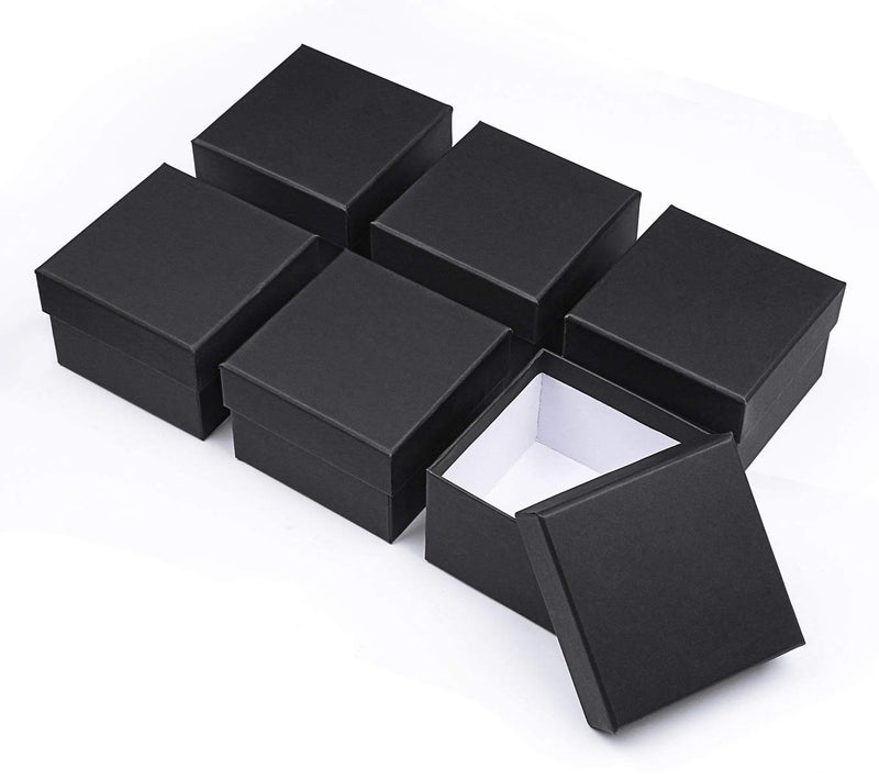 Dedoot Black Gift Box, Dedoot Pack of 6 Square Watch Gift Box with Lids, 4.13x4.13x2.87 Inch Kraft Paper Watch Box Bridesmaid Proposal Gift Boxes for Tie Jewelry, Christmas, Wedding Party - Image 1